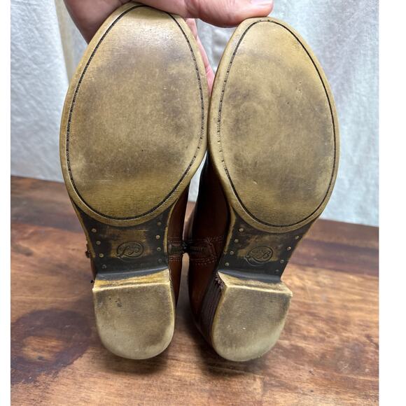 Fossil Basel Leather Ankle Boots Bootie Women's Size 6 1/2 Toffee Side Zipper - Picture 7 of 14